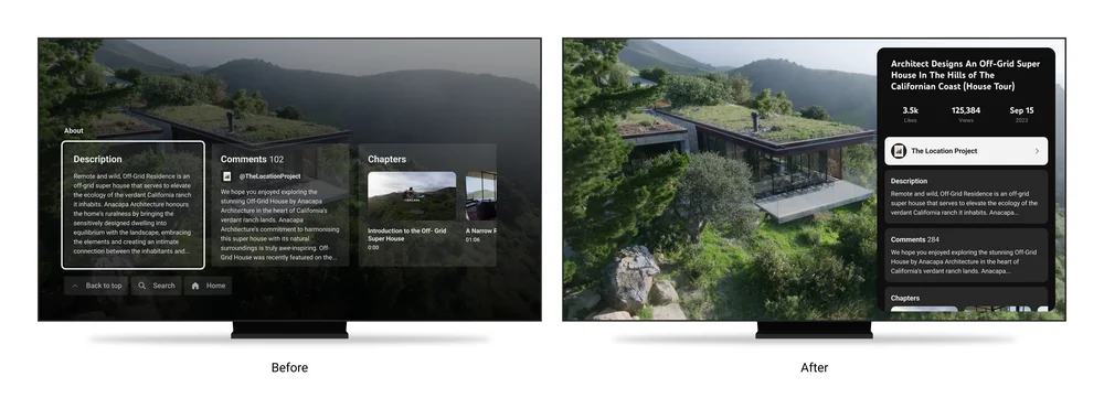 Youtube new features to SmartTV experience