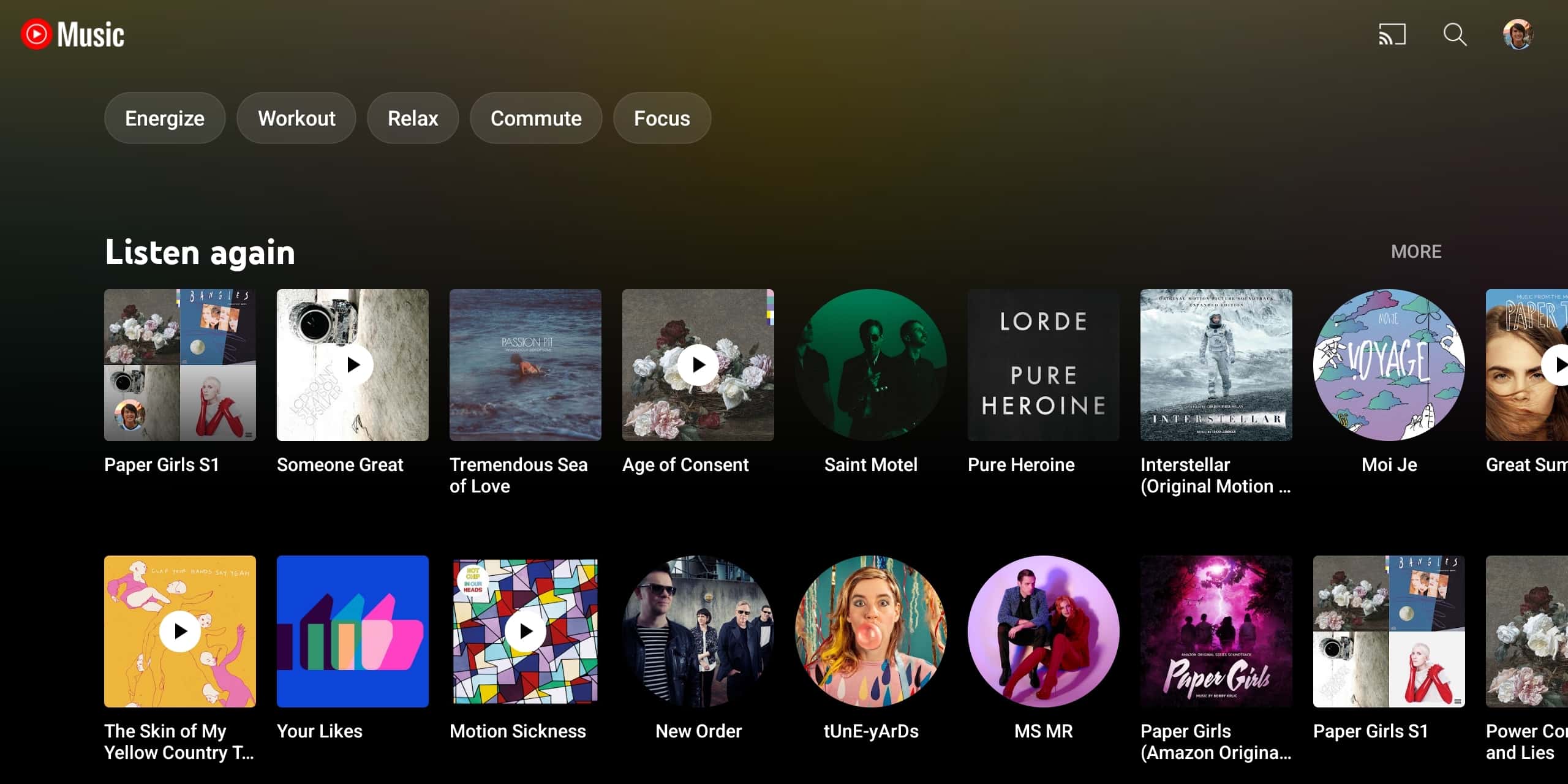 youtube music desktop screen