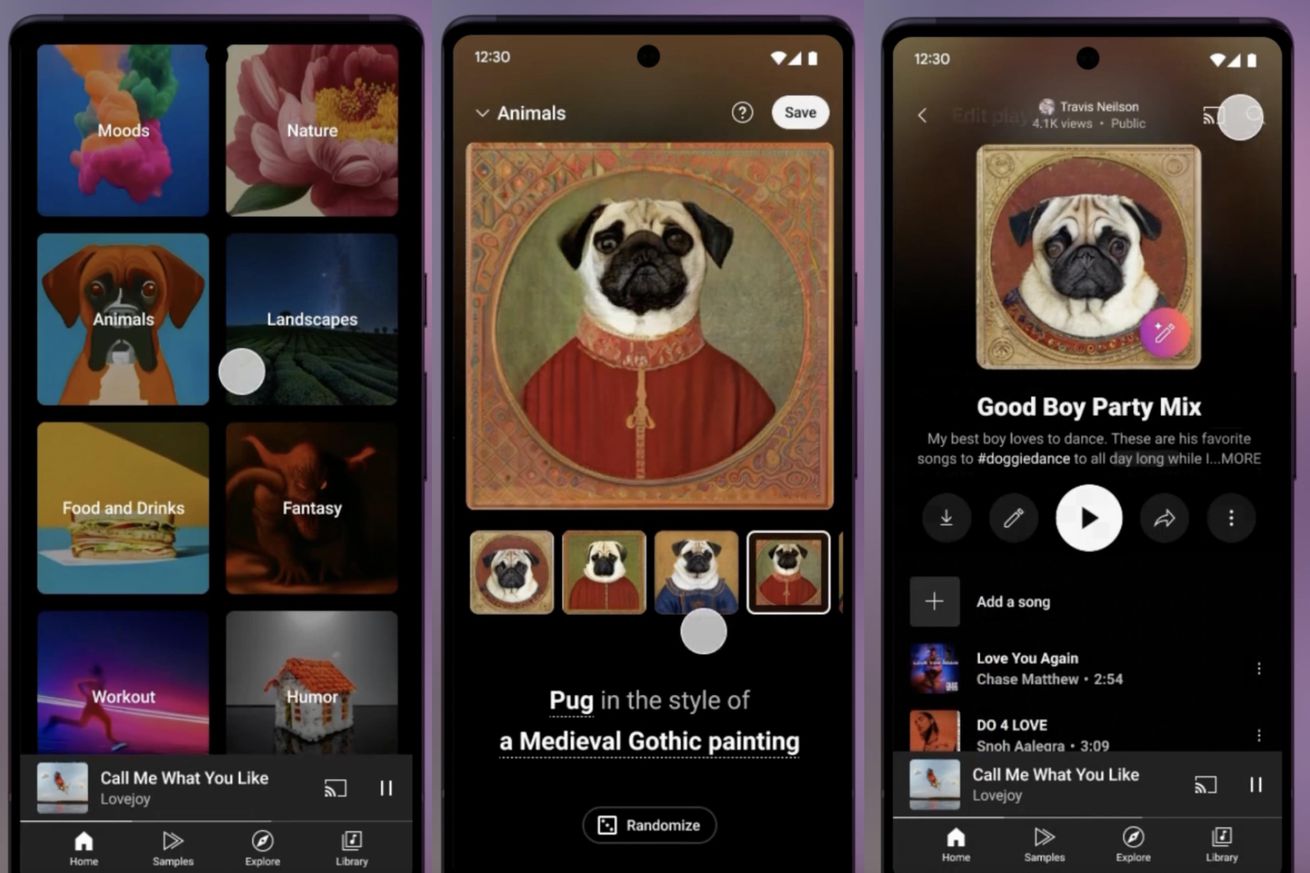 Youtube Music app screens