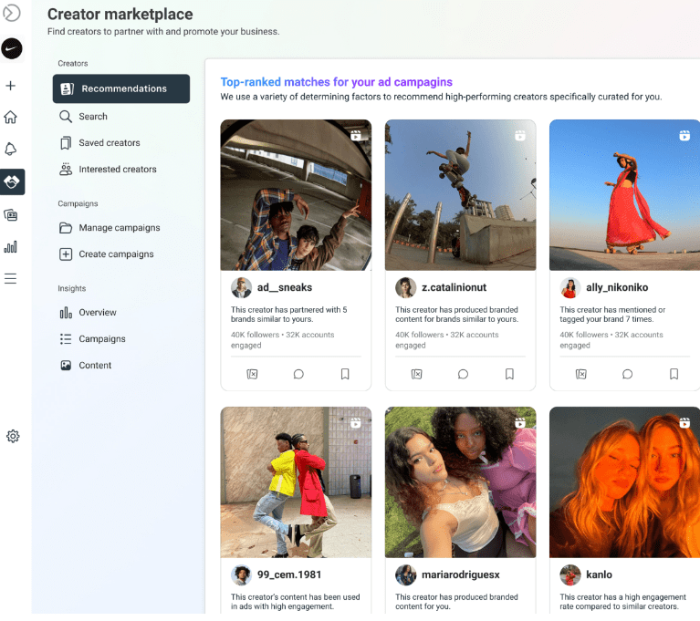 Instagram Creator Marketplace, Meta